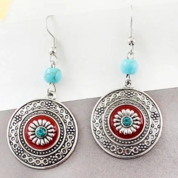 NEW Boutique Silver Drop Western Boho Style Earrings - Picture 6 of 12